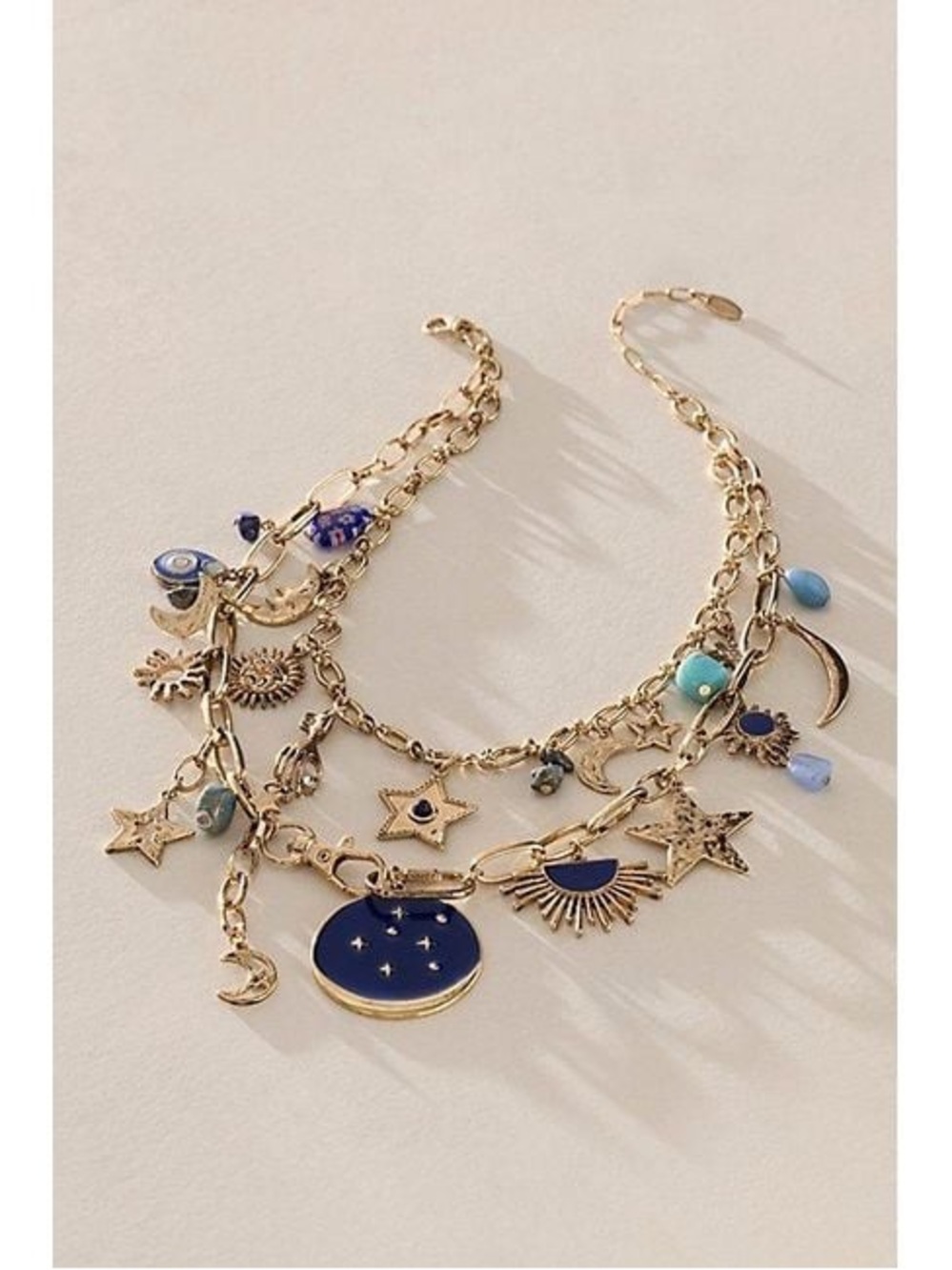 Free People Maxamillion Charm Necklace Stargirl Celestial Layered Gold Sold Out